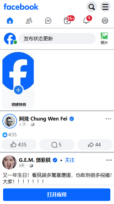 Facebook 首页动态截图